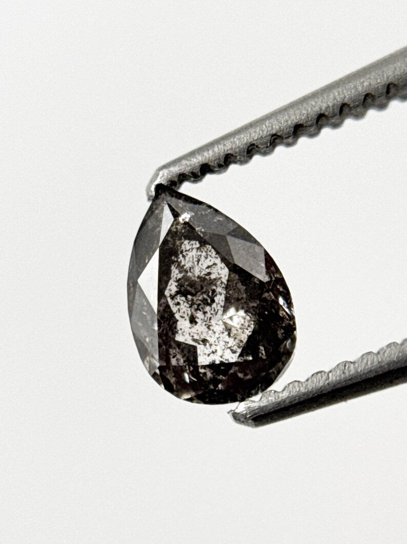 0.45 Ct Pear Rose Cut Grey Natural Minimalist Diamond