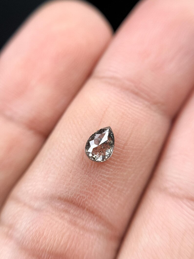 0.45 Ct Pear Rose Cut Grey Natural Minimalist Diamond