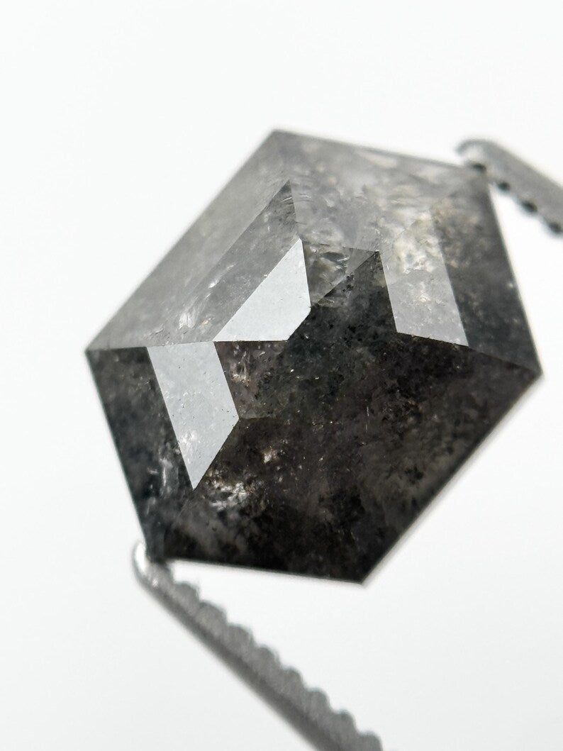 2.06 Ct Hexagon Rose Cut Grey Natural Galaxy Diamond