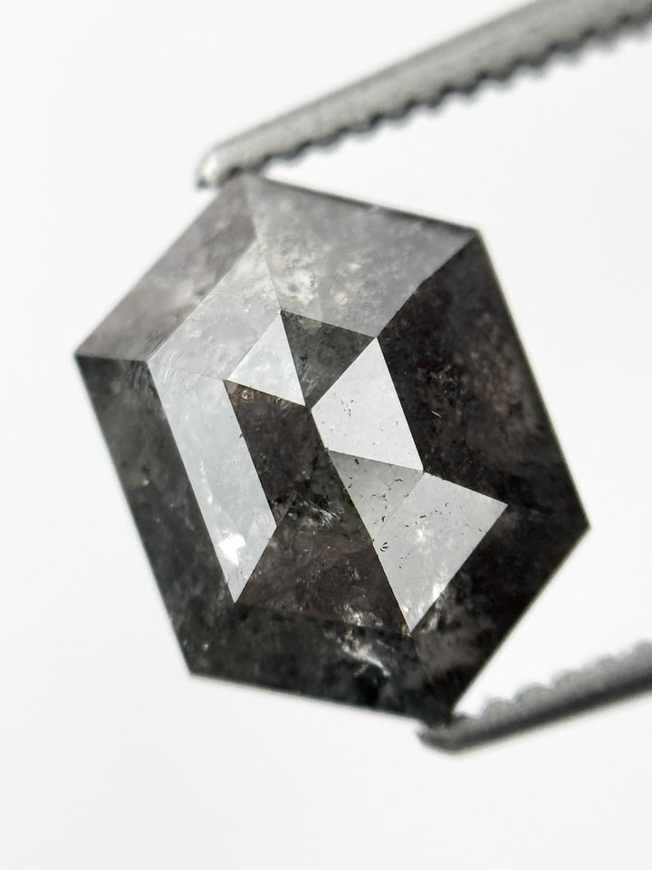 2.06 Ct Hexagon Rose Cut Grey Natural Galaxy Diamond