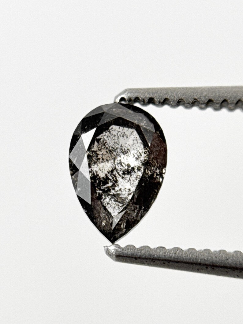 0.55 Ct Pear Rose Cut Grey Natural Diamond Loose
