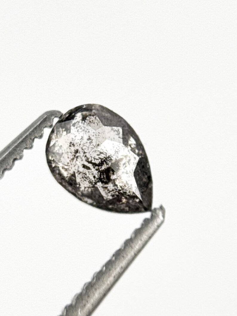 0.45 Ct Pear Rose Cut Grey Natural Minimalist Diamond