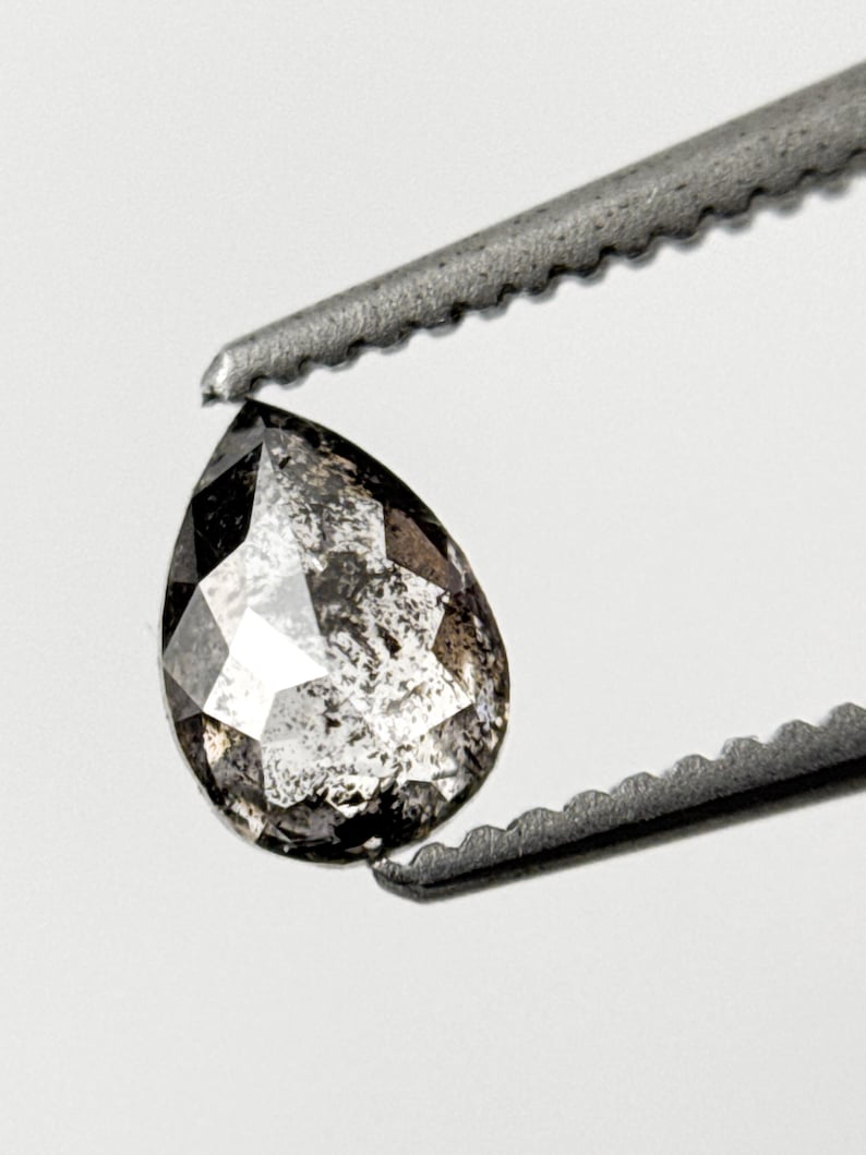 0.45 Ct Pear Rose Cut Grey Natural Minimalist Diamond
