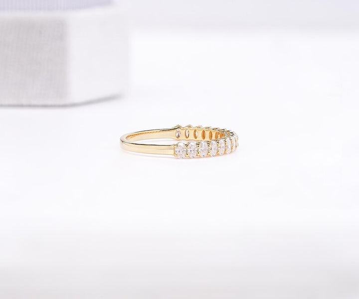 14K Solid Yellow Gold With Lab Oval Diamond Promise Ring