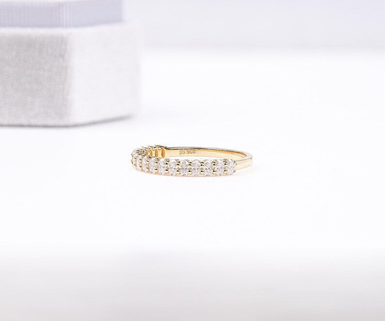 14K Solid Yellow Gold With Lab Oval Diamond Promise Ring