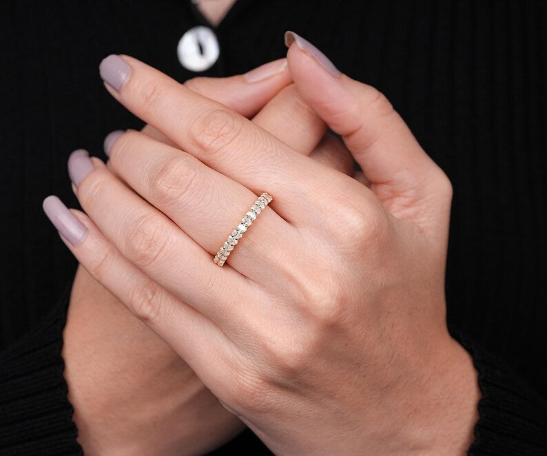 14K Solid Yellow Gold With Lab Oval Diamond Promise Ring