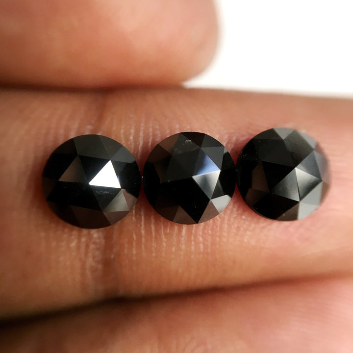 4.50 MM Round Rose Cut Black Natural Loose Diamond