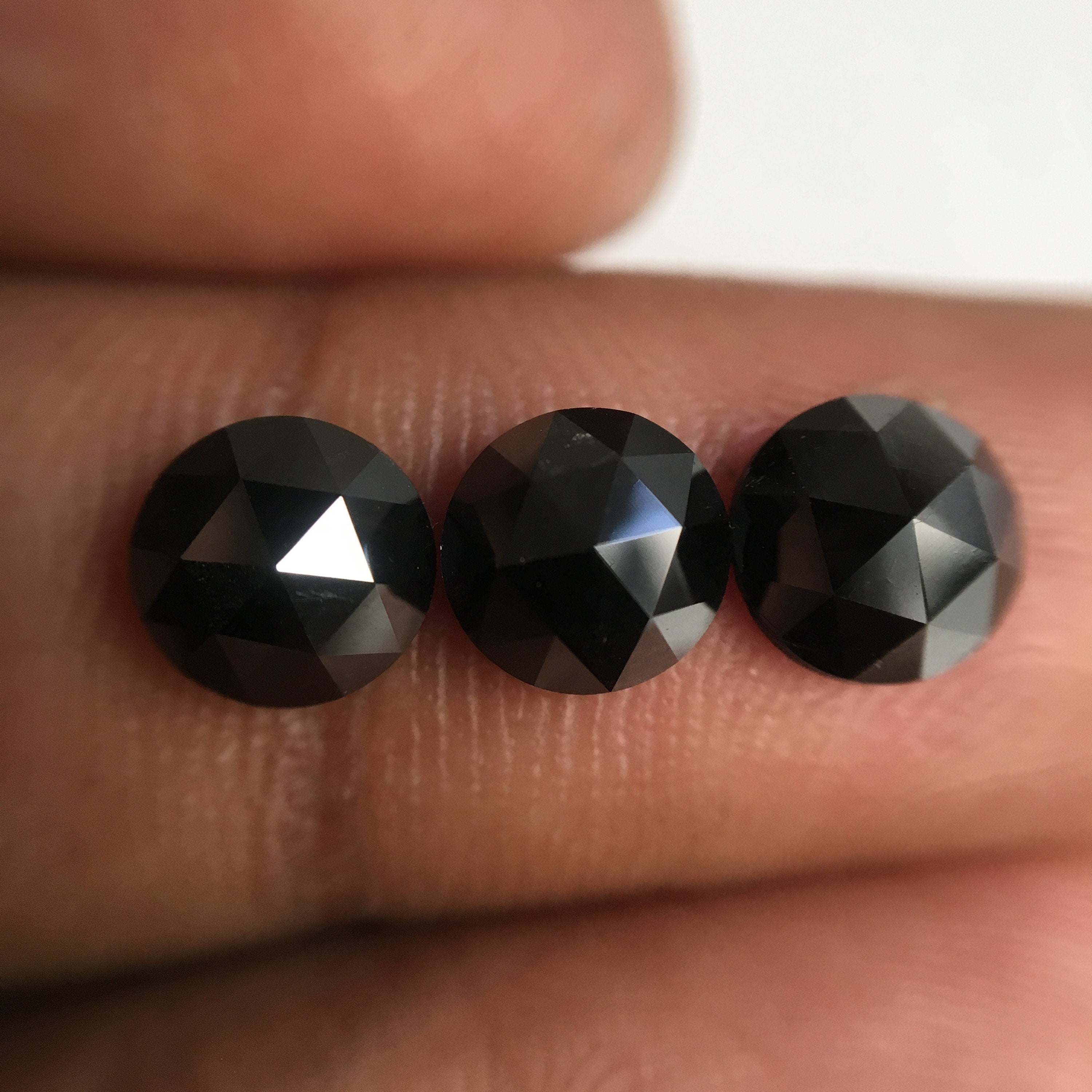 4 MM Round Rose Cut Black Natural Loose Diamond