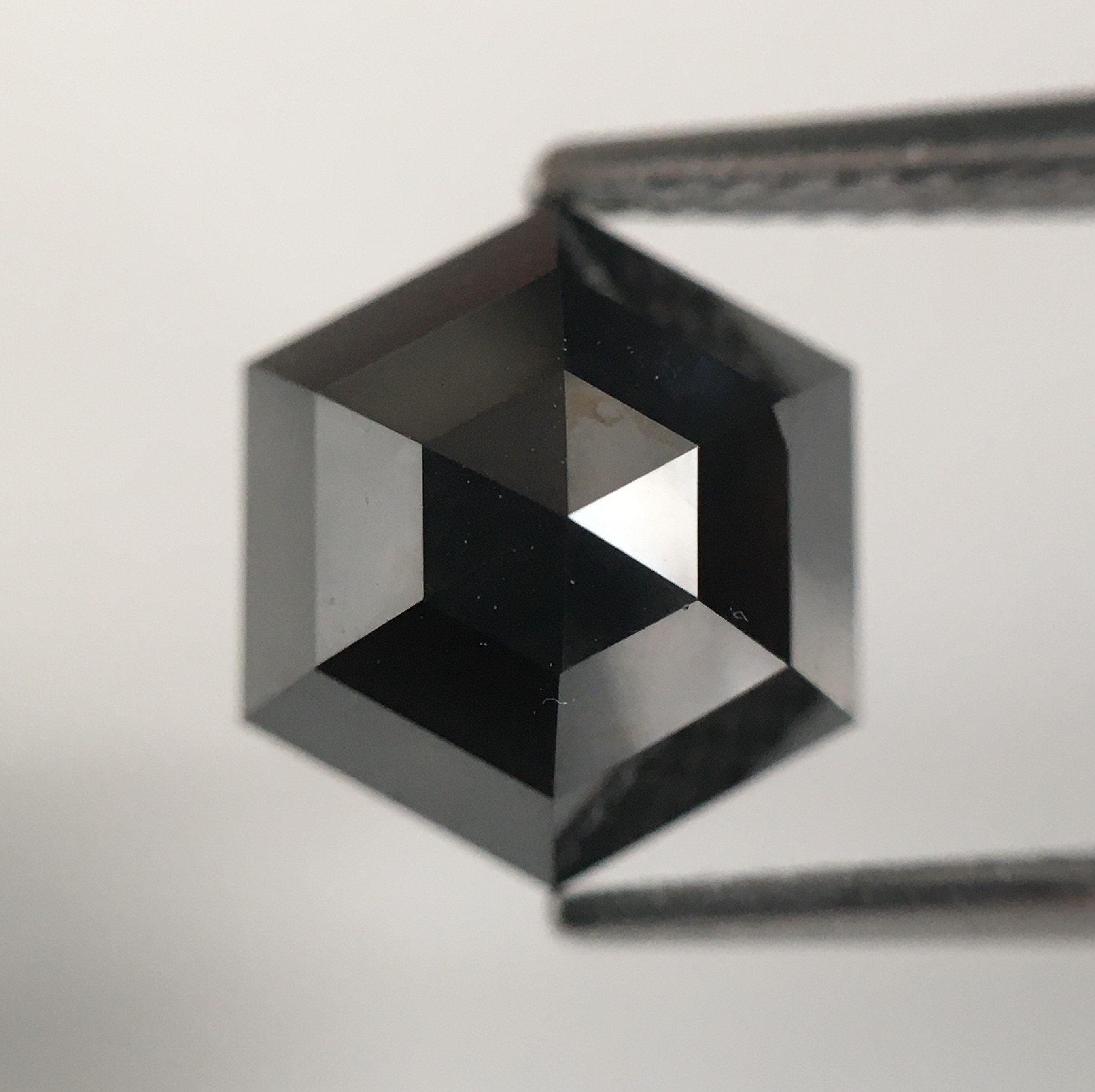 3.35 Ct Hexagon Rose Cut Black Natural Loose Diamond
