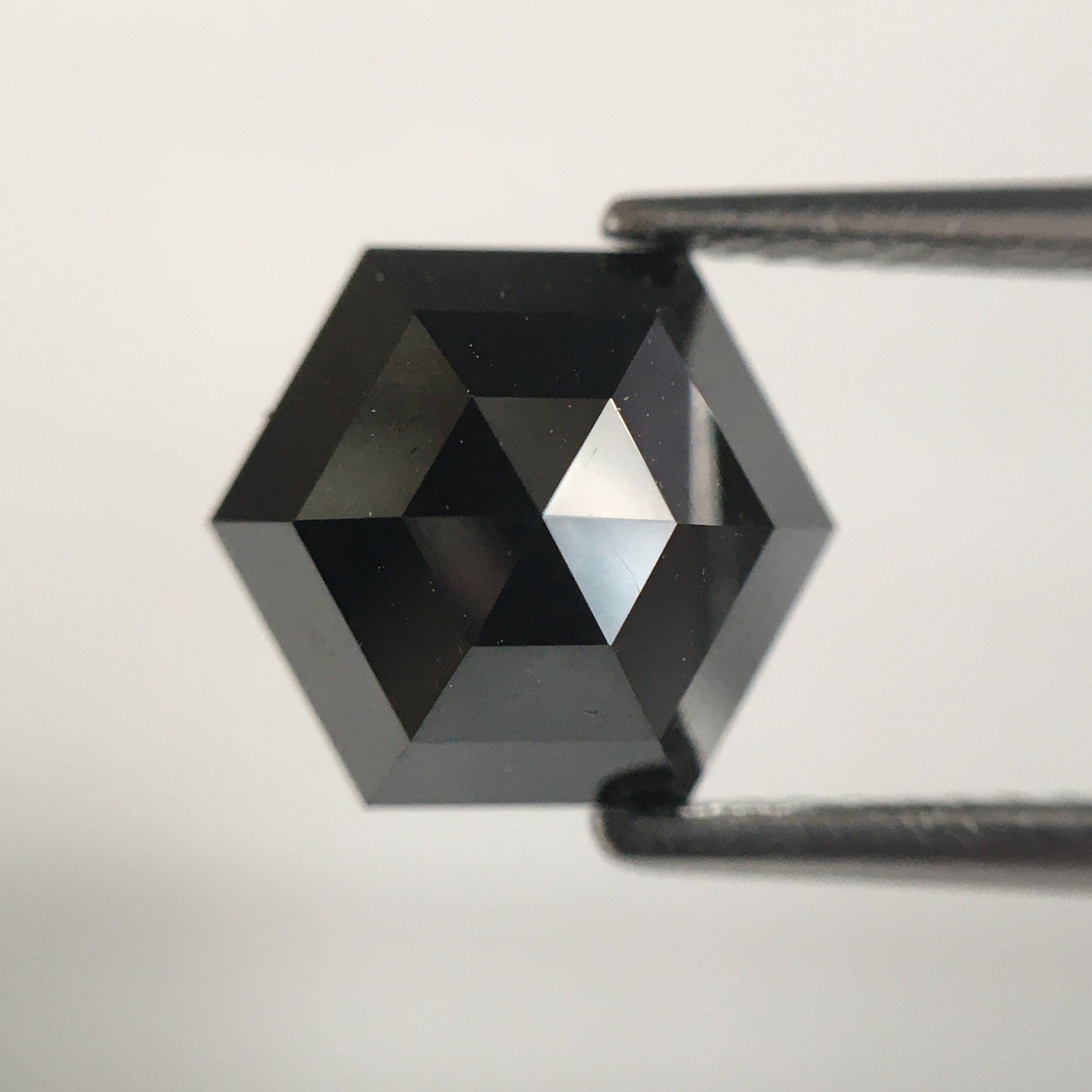 3.35 Ct Hexagon Rose Cut Black Natural Loose Diamond