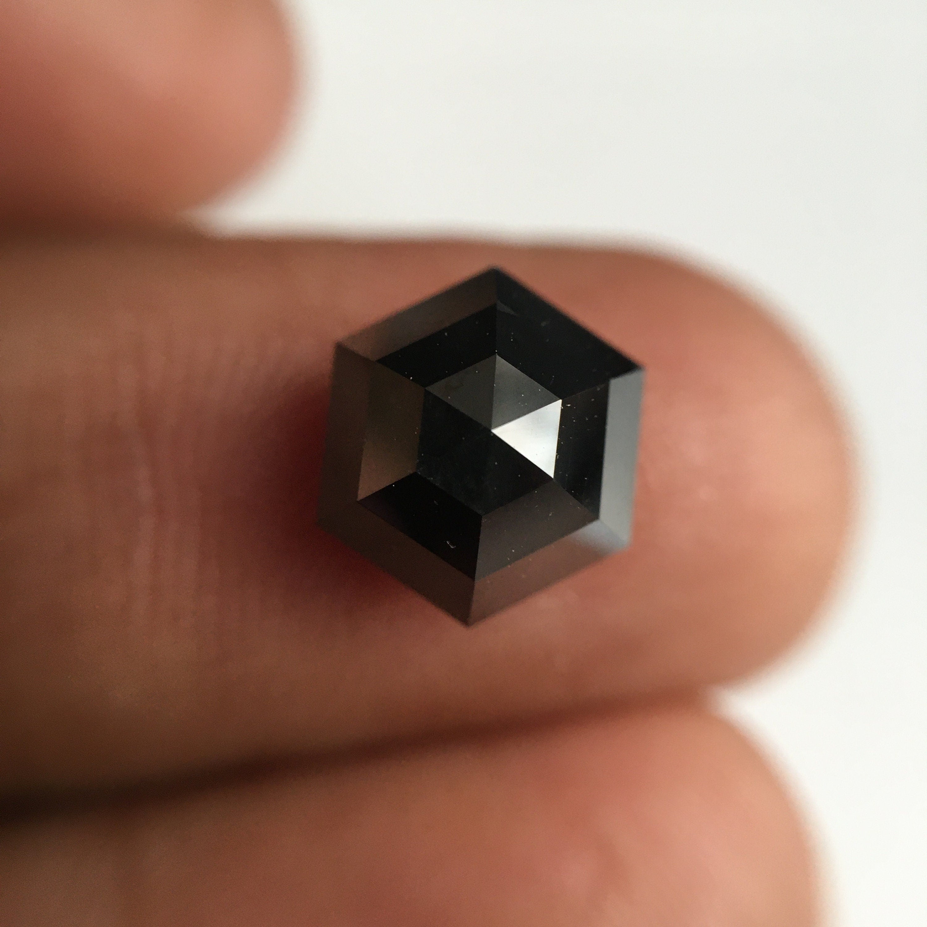 3.35 Ct Hexagon Rose Cut Black Natural Loose Diamond