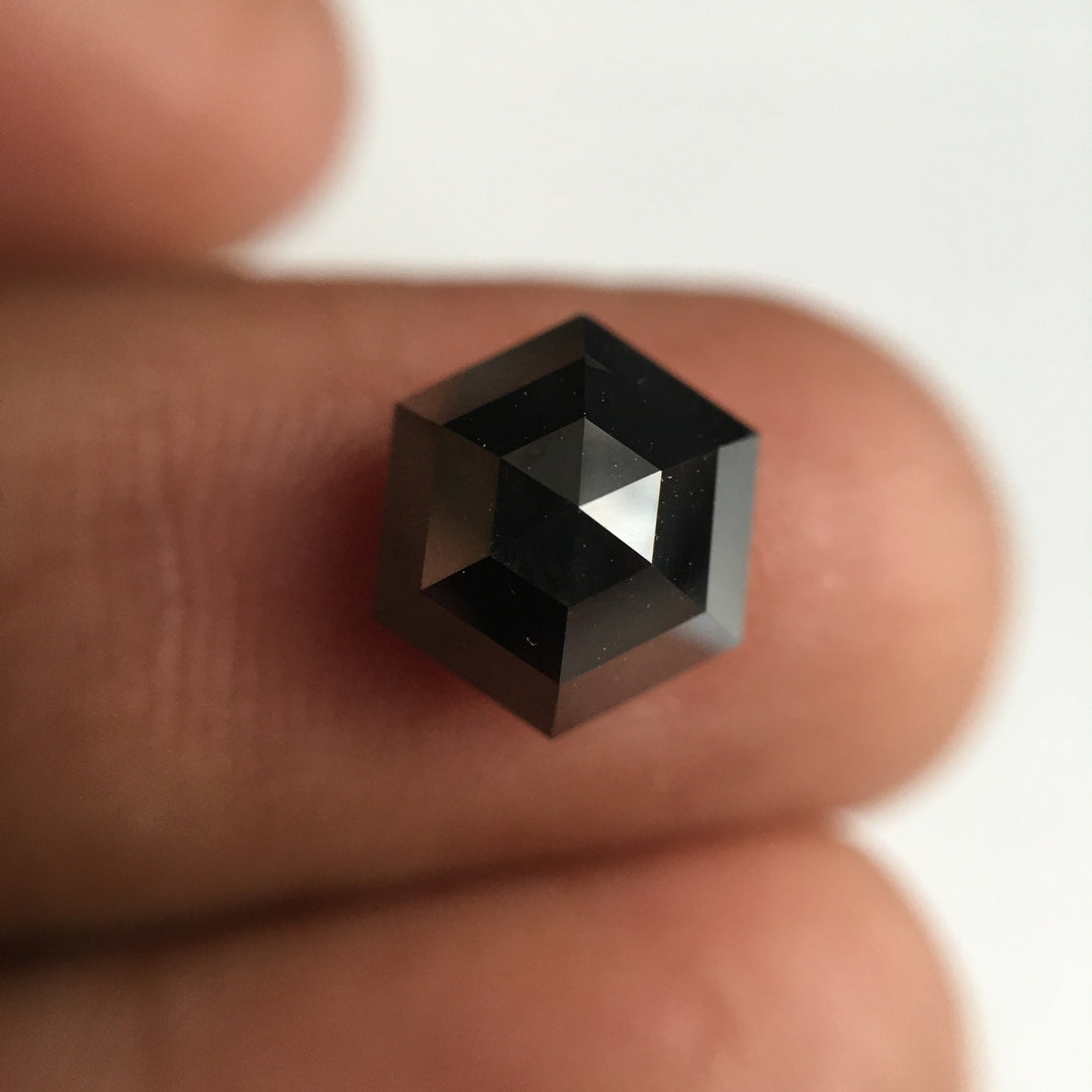 3.35 Ct Hexagon Rose Cut Black Natural Loose Diamond