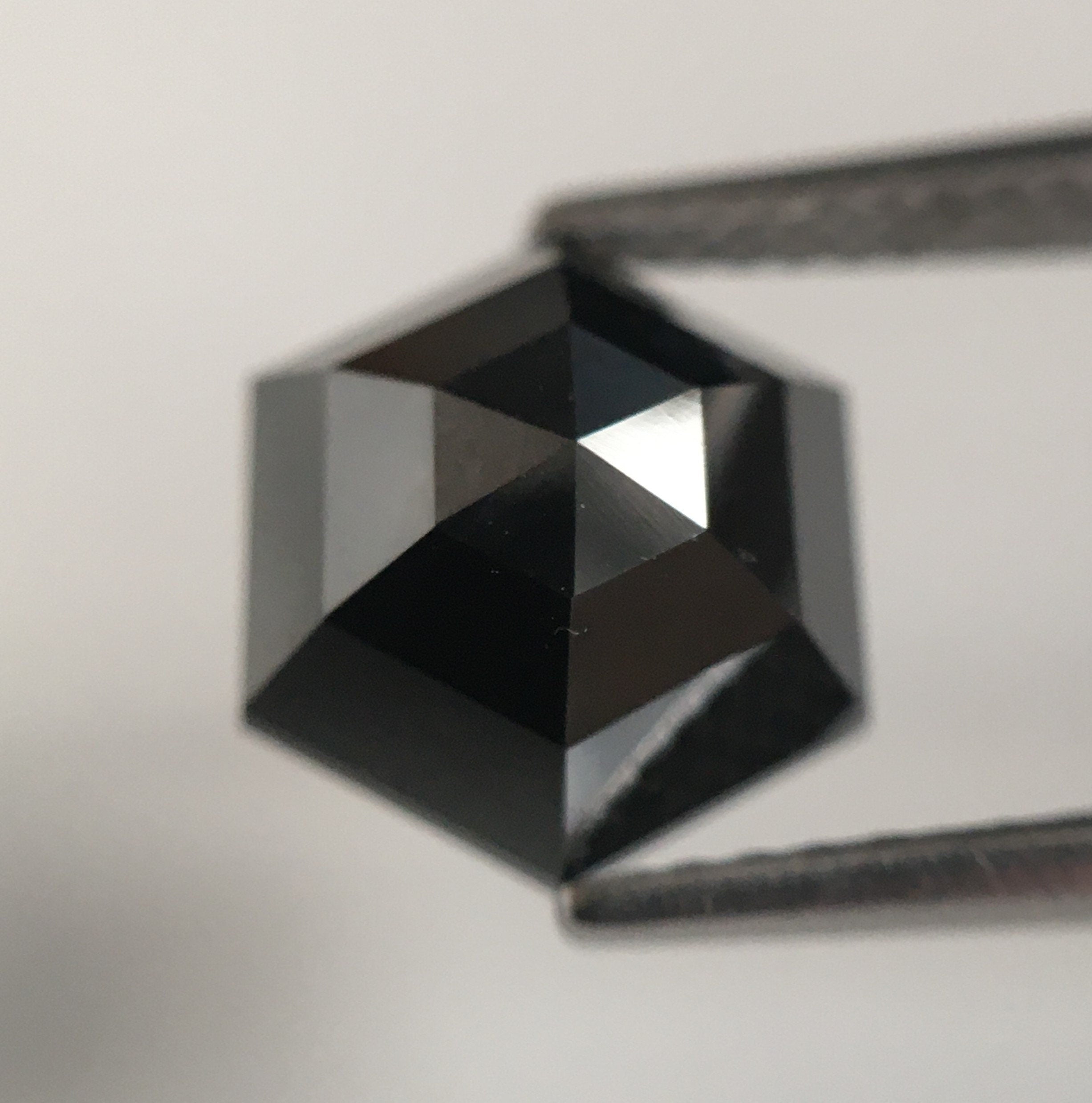 3.35 Ct Hexagon Rose Cut Black Natural Loose Diamond
