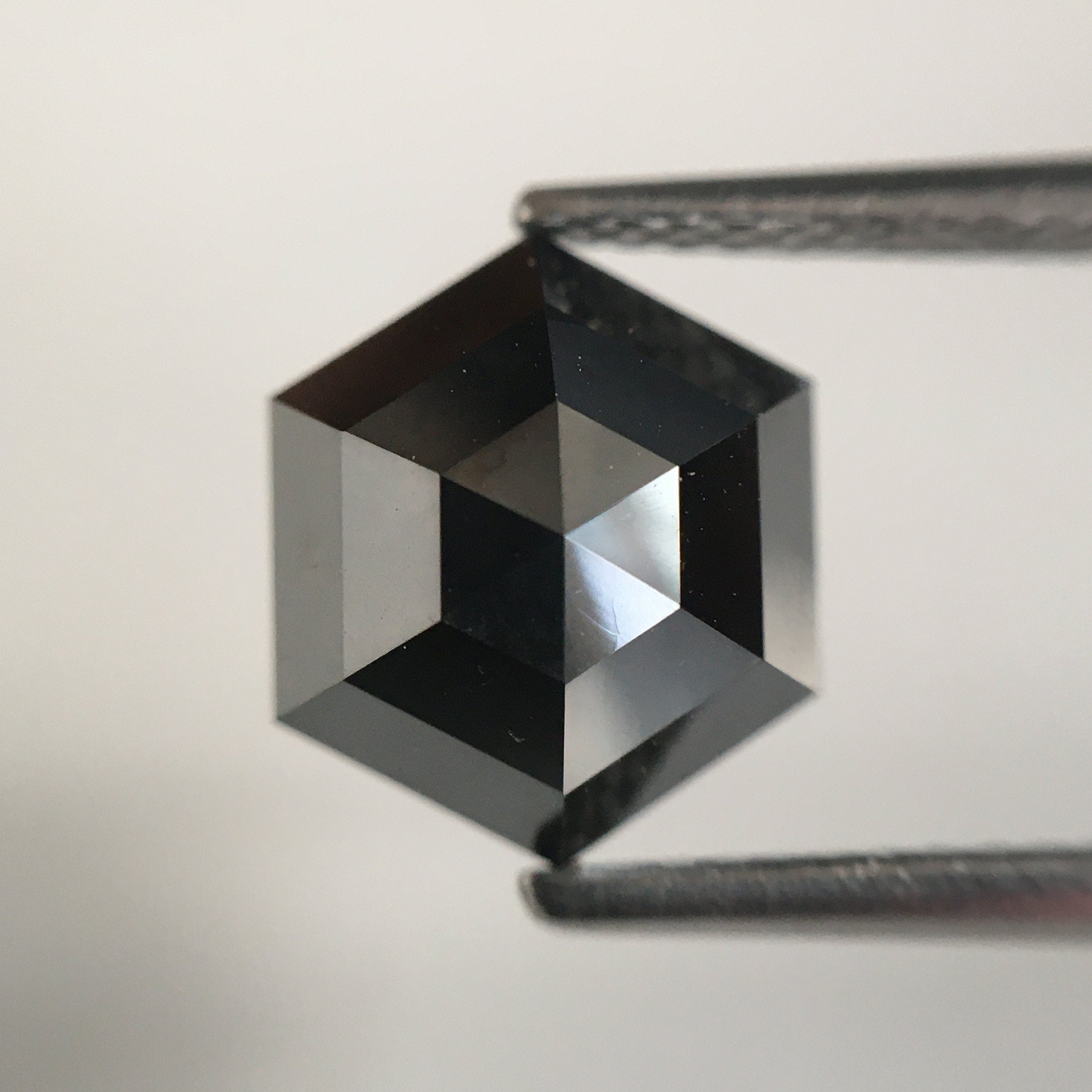 3.35 Ct Hexagon Rose Cut Black Natural Loose Diamond