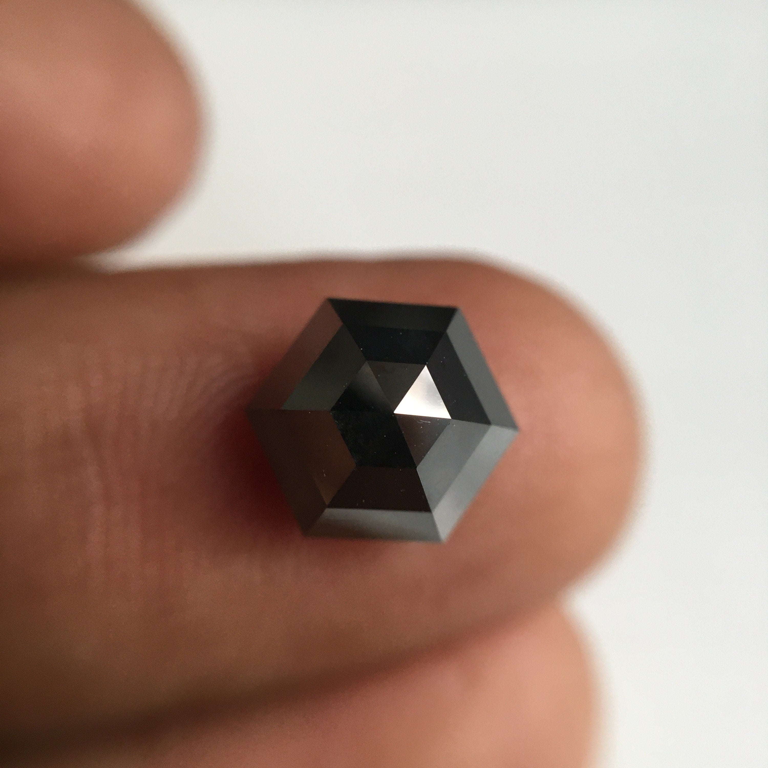 3.35 Ct Hexagon Rose Cut Black Natural Loose Diamond