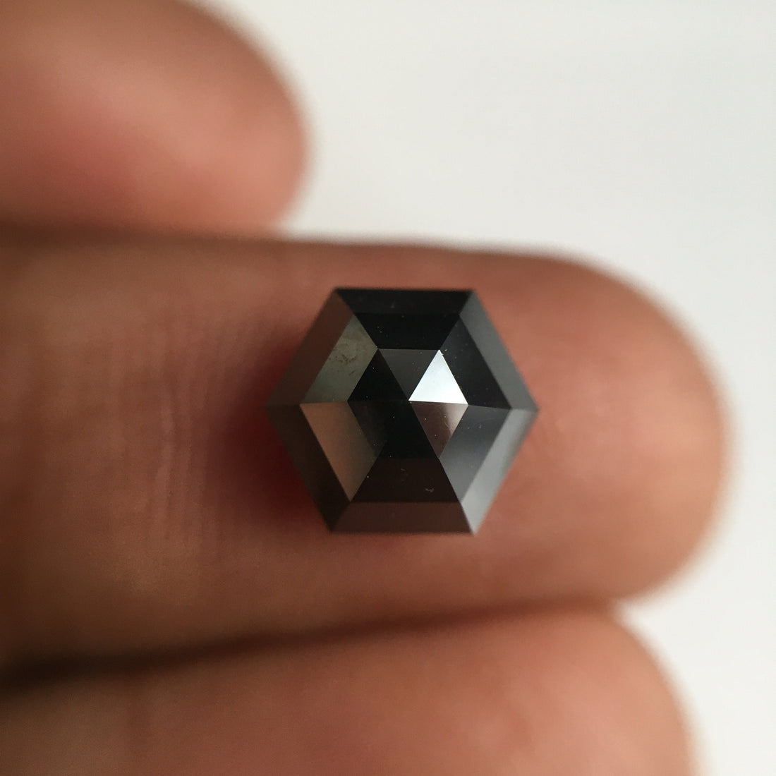 3.35 Ct Hexagon Rose Cut Black Natural Loose Diamond