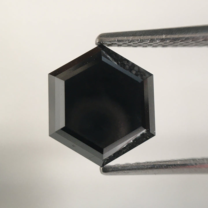 3.35 Ct Hexagon Rose Cut Black Natural Loose Diamond