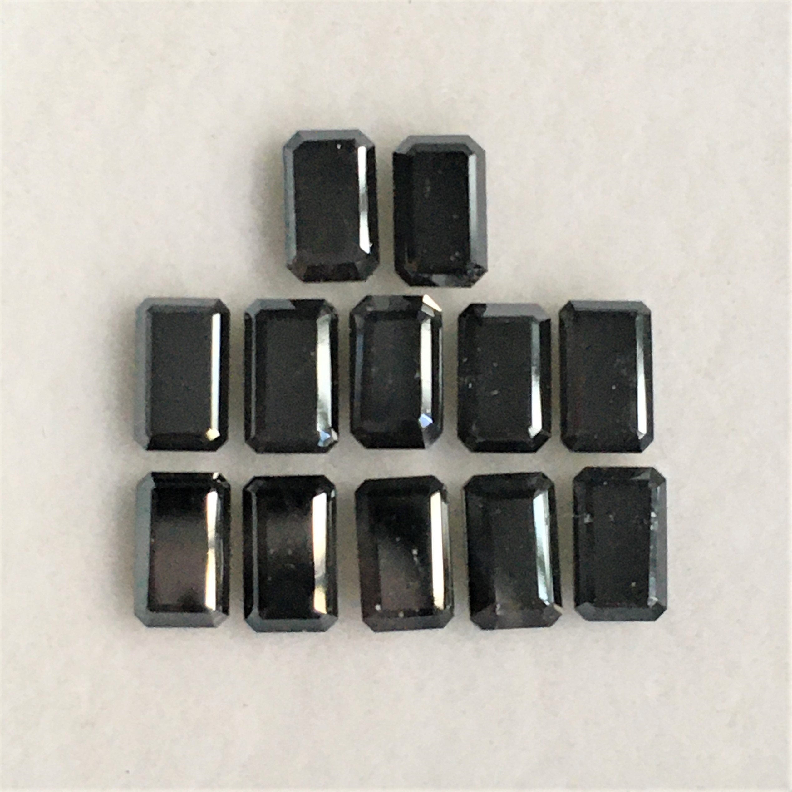 5 MM Emerald Rose Cut Black Natural Loose Diamond