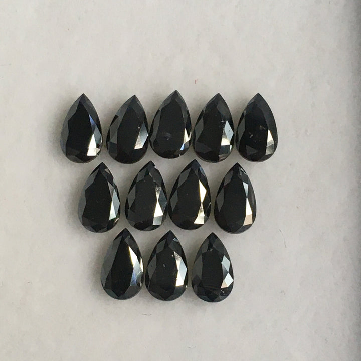 5 MM Pear Rose Cut Black Natural Loose Diamond