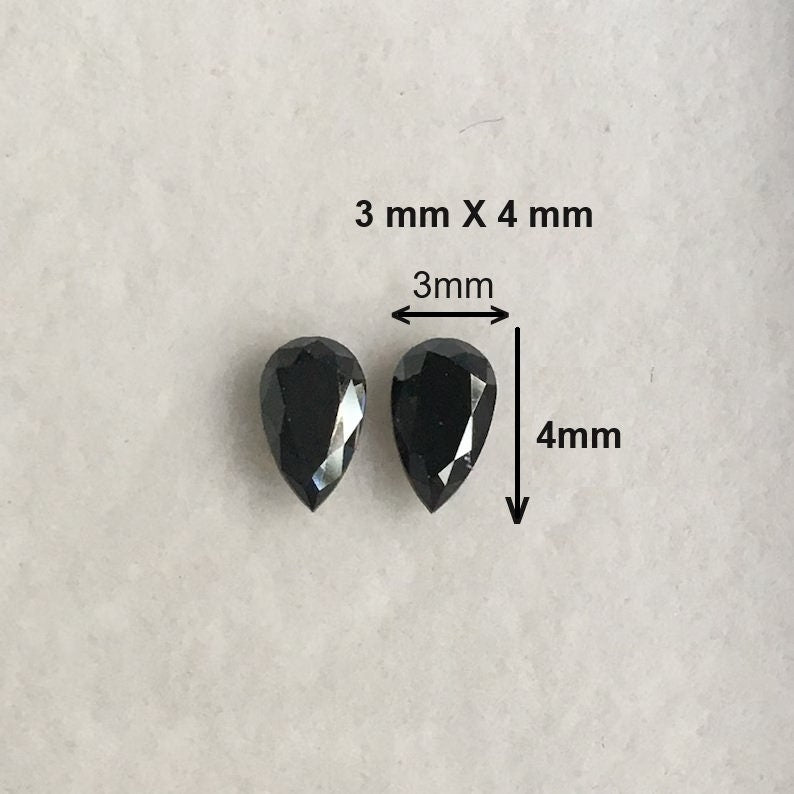 3 MM Pear Brilliant Cut Black Natural Loose Diamond