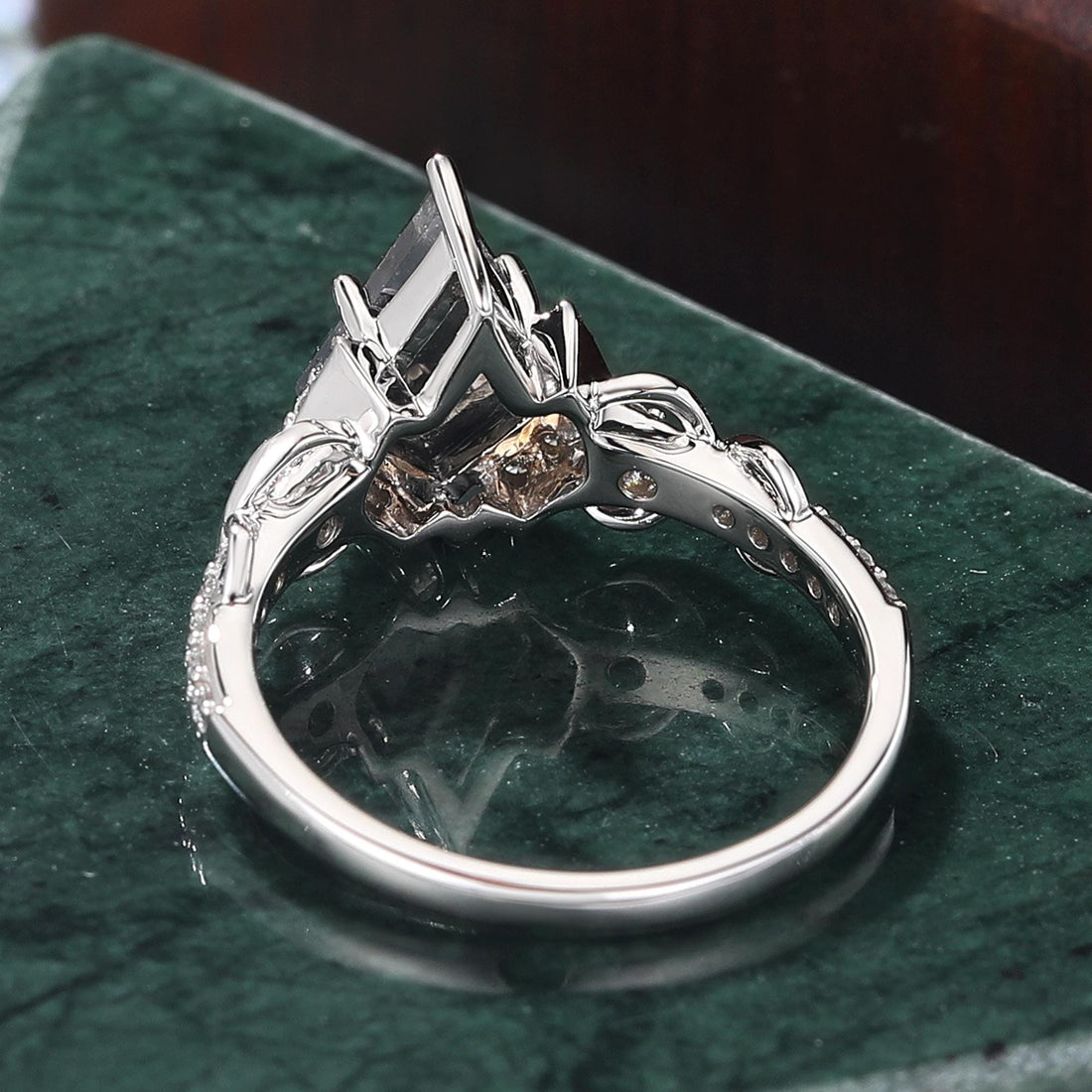 Kite Cut Black Diamond Engagement Ring, Natural Diamond 14K Rose Gold Solitaire Ring