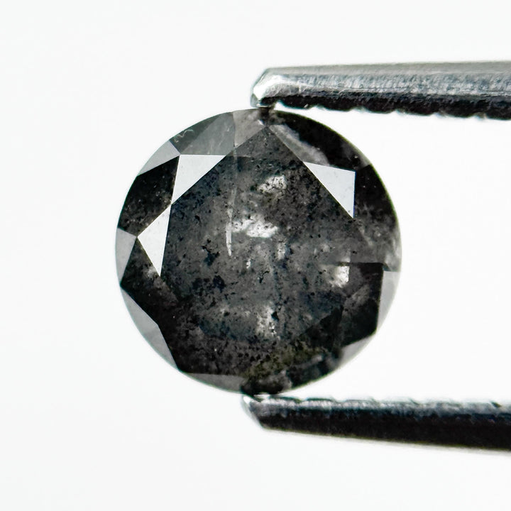 0.96 Ct Round Brilliant Cut Grey Natural Galaxy Diamond