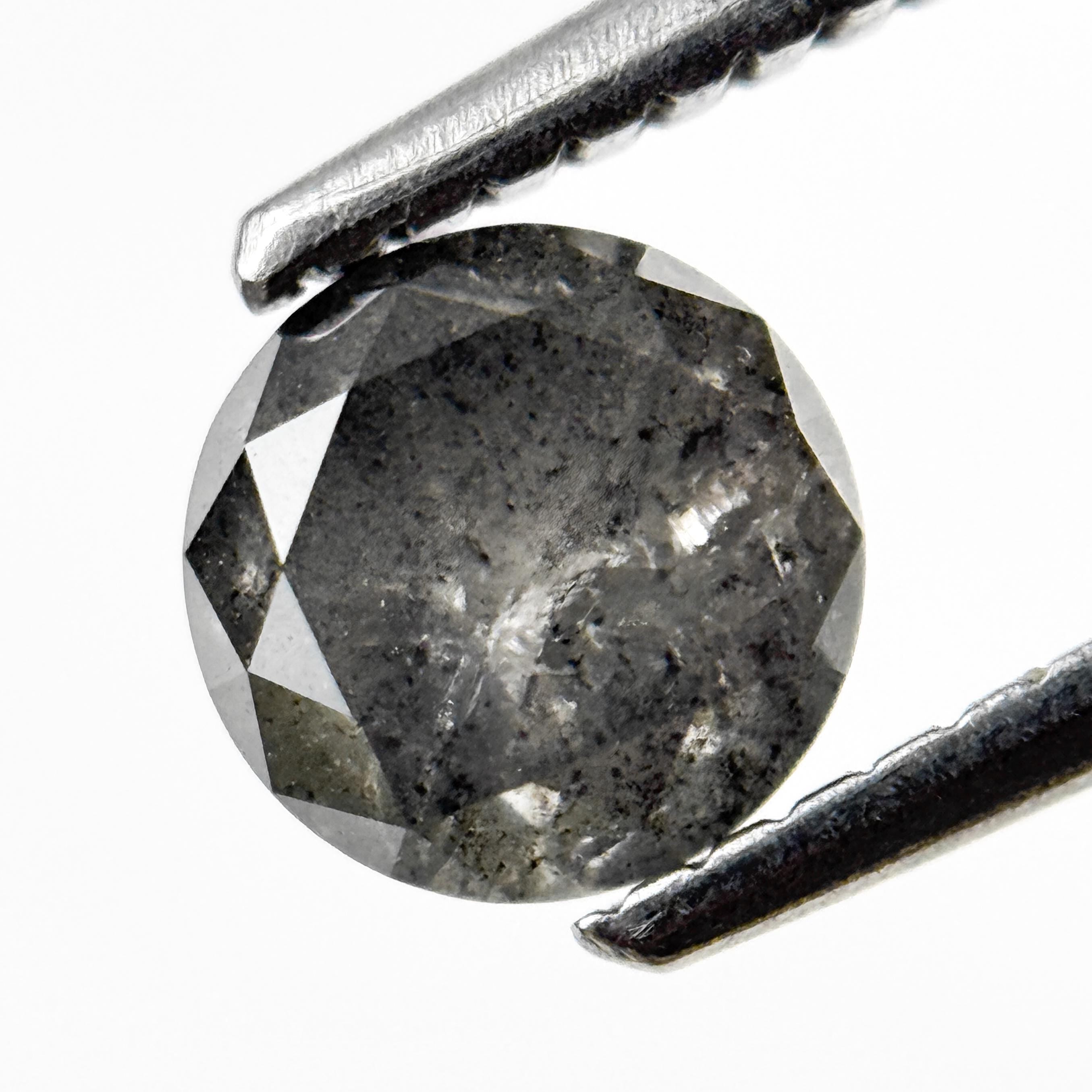 0.94 Ct Round Brilliant Cut Grey Natural Galaxy Diamond