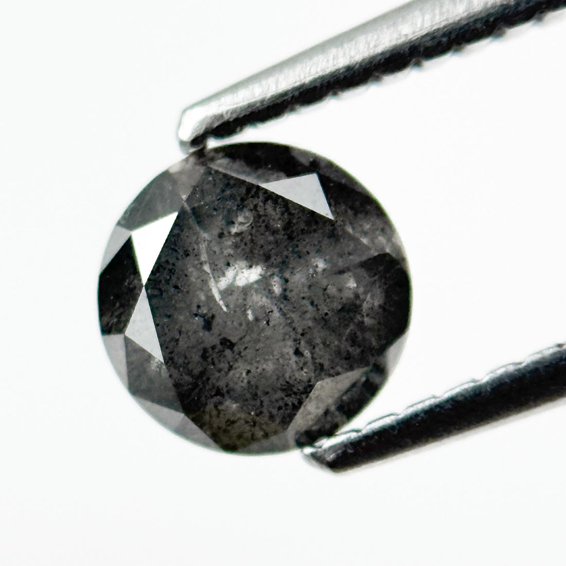 0.96 Ct Round Brilliant Cut Grey Natural Galaxy Diamond