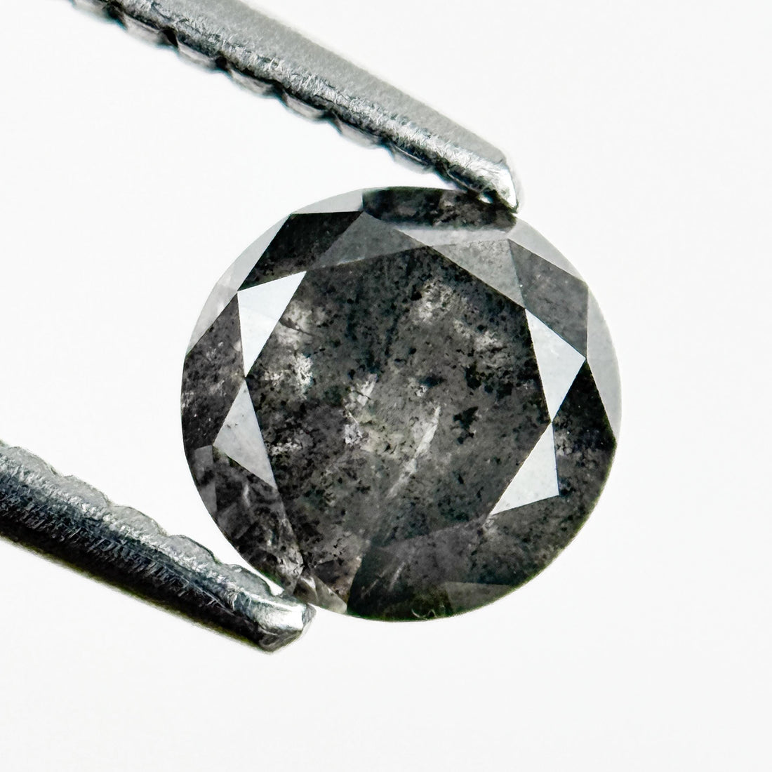 0.96 Ct Round Brilliant Cut Grey Natural Galaxy Diamond