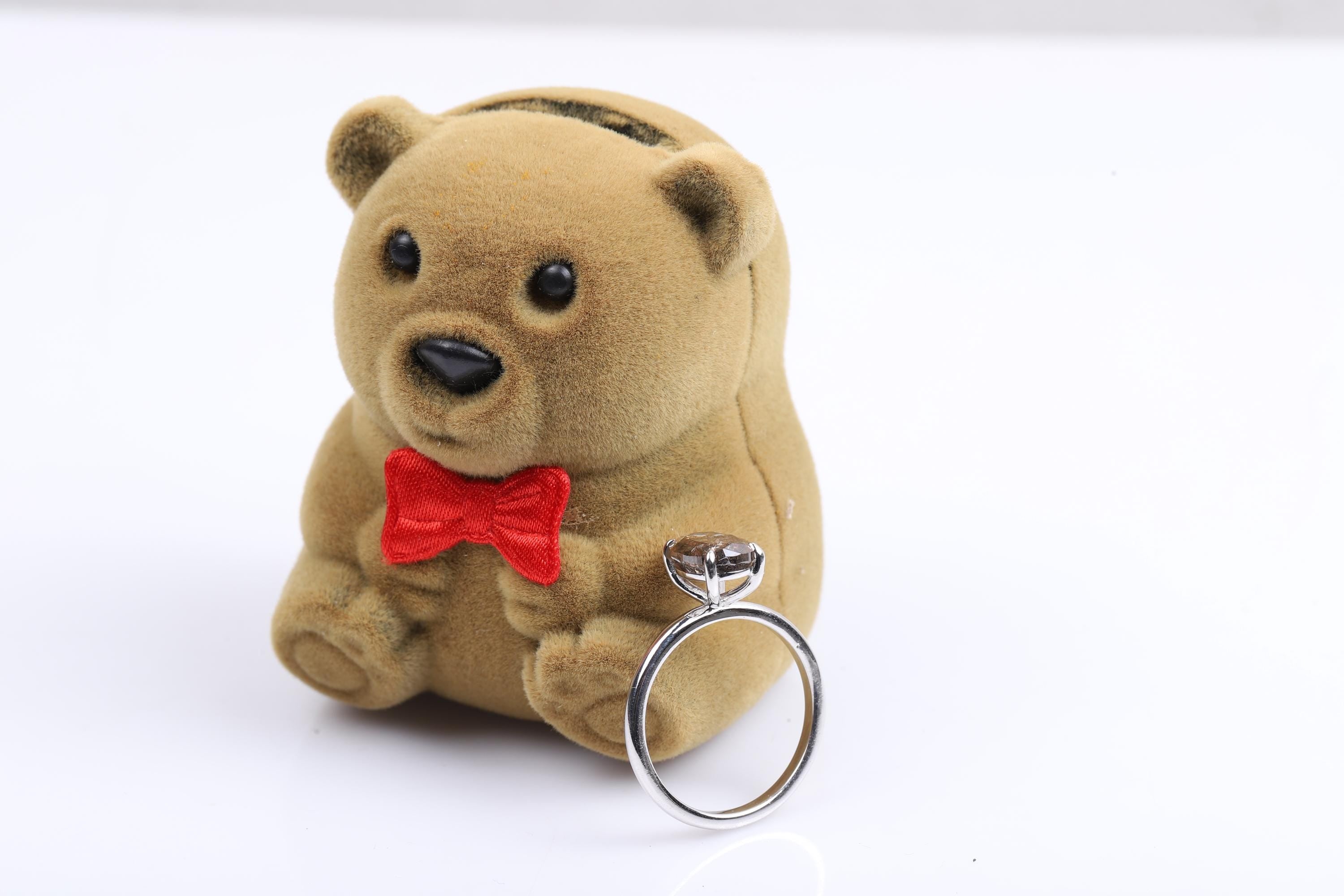 14K White Gold Oval Cut Grey Salt and Pepper Natural Diamond Engagement Ring