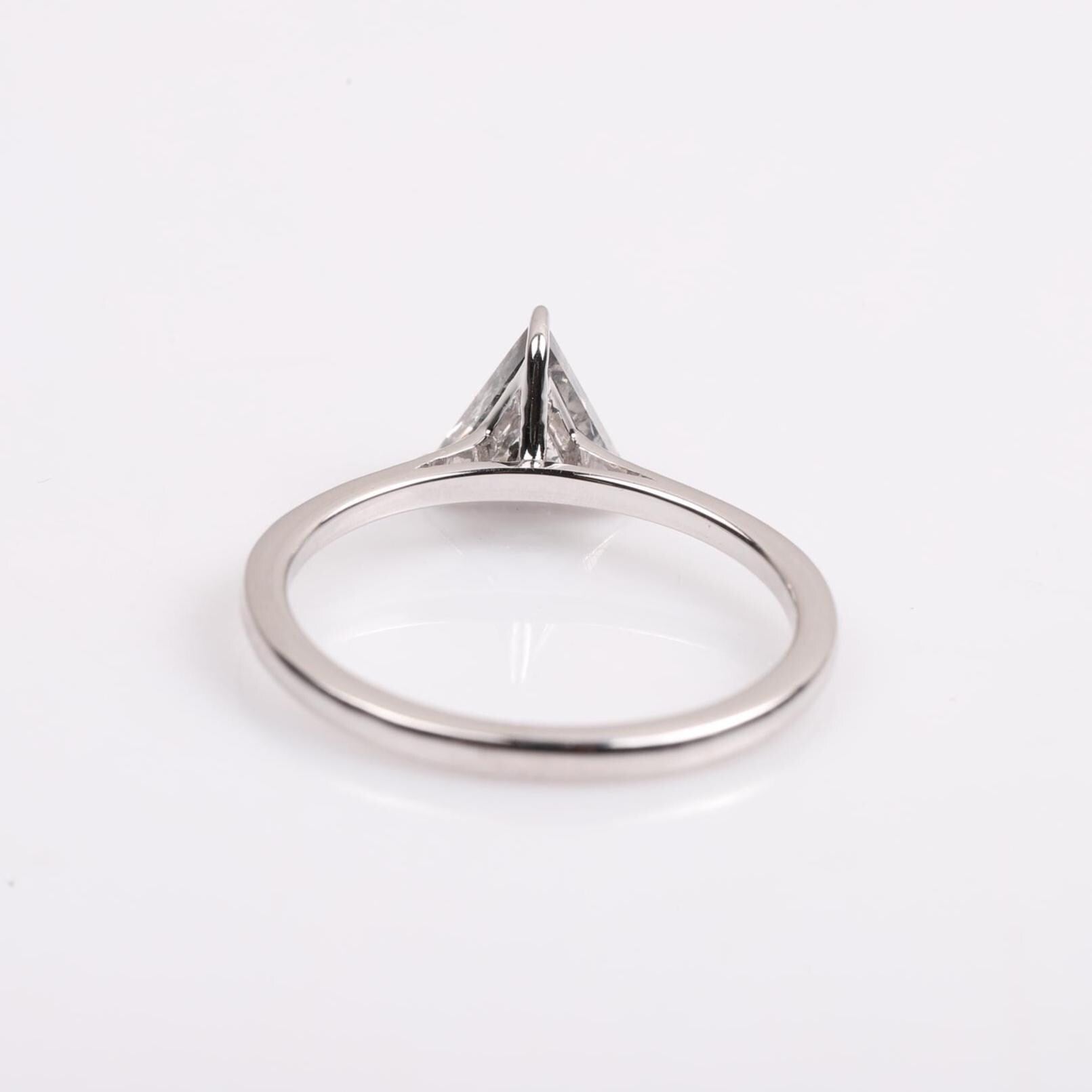 14K White Gold Triangle Cut Grey Salt and Pepper Natural Diamond Wedding Ring