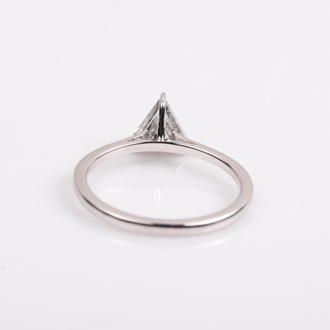 14K White Gold Triangle Cut Grey Salt and Pepper Natural Diamond Wedding Ring