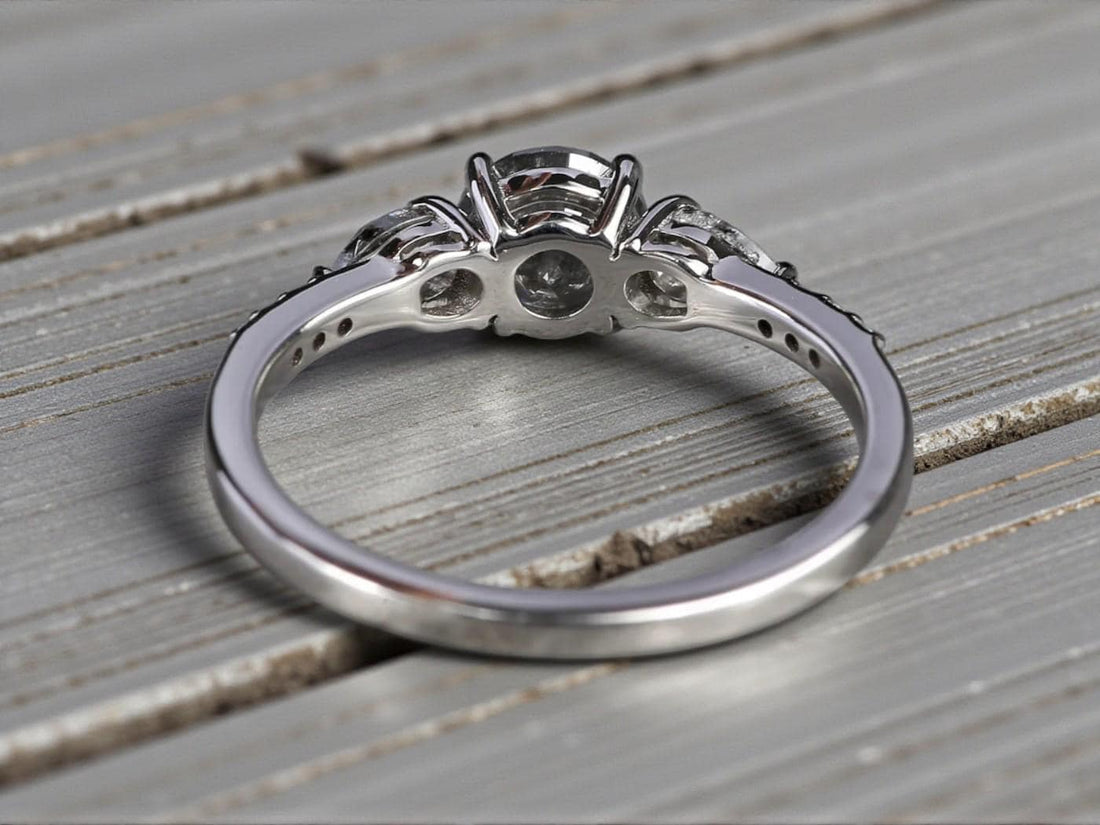 14K Rose Gold Grey Salt and Pepper Round Cut Natural Diamond Promise Ring