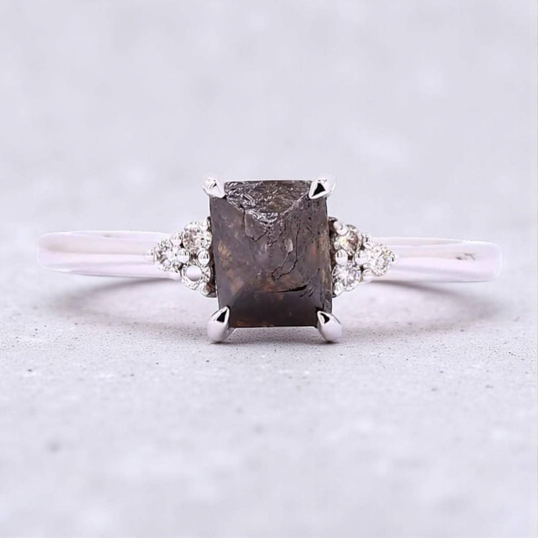 14K Rose Gold Brown Rough Cut Natural Diamond Wedding Ring