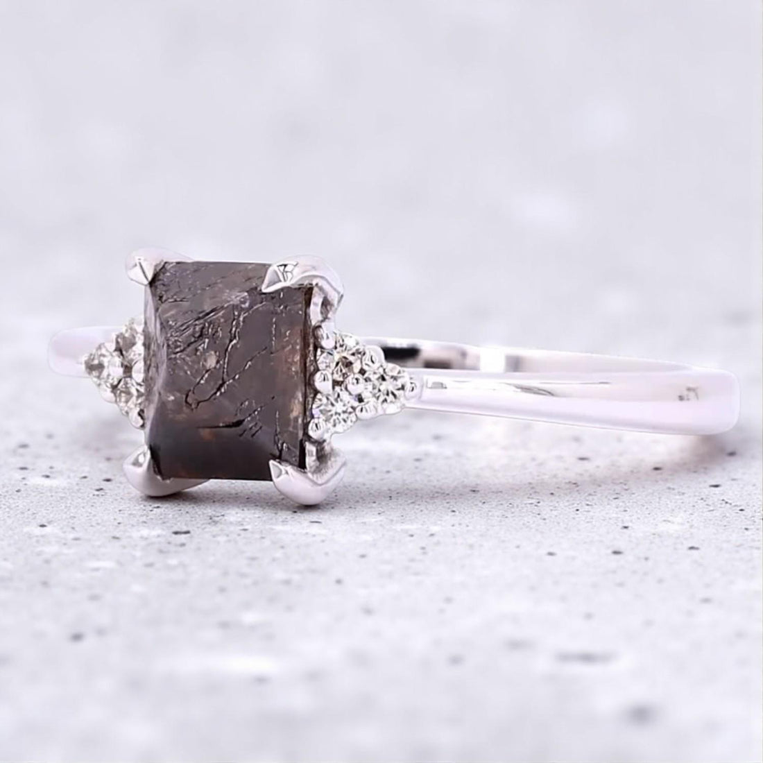 14K Rose Gold Brown Rough Cut Natural Diamond Wedding Ring