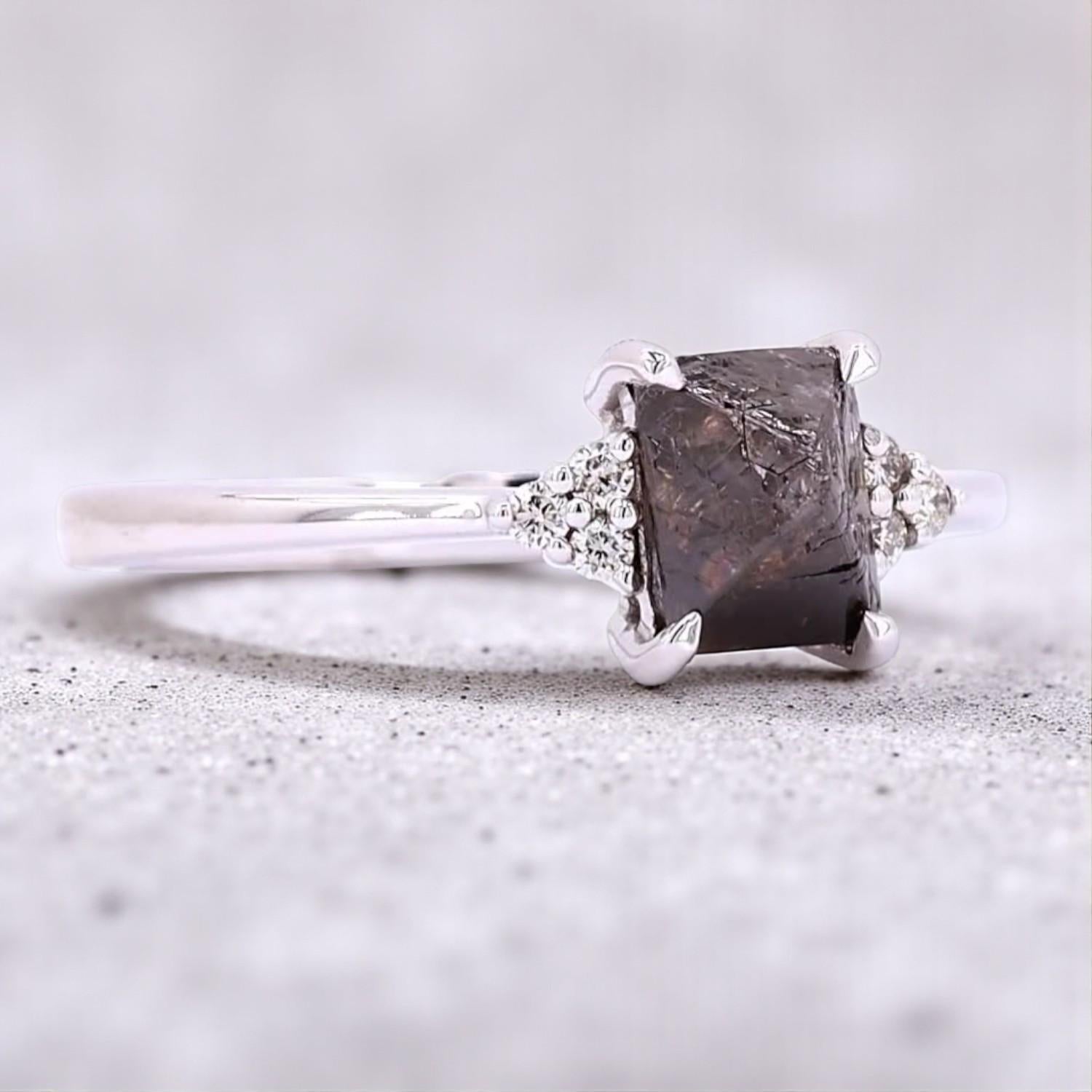 14K Rose Gold Brown Rough Cut Natural Diamond Wedding Ring