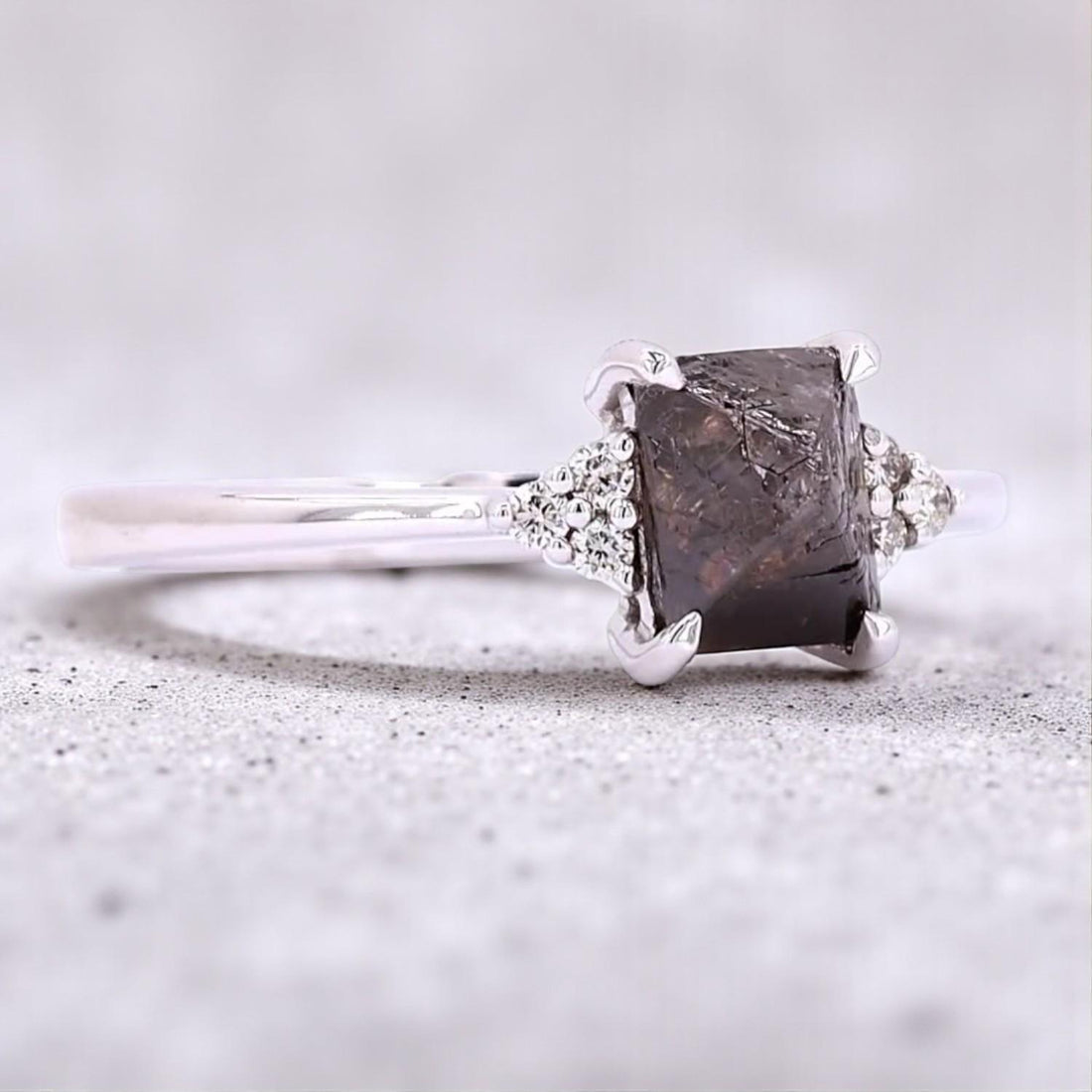 14K Rose Gold Brown Rough Cut Natural Diamond Wedding Ring