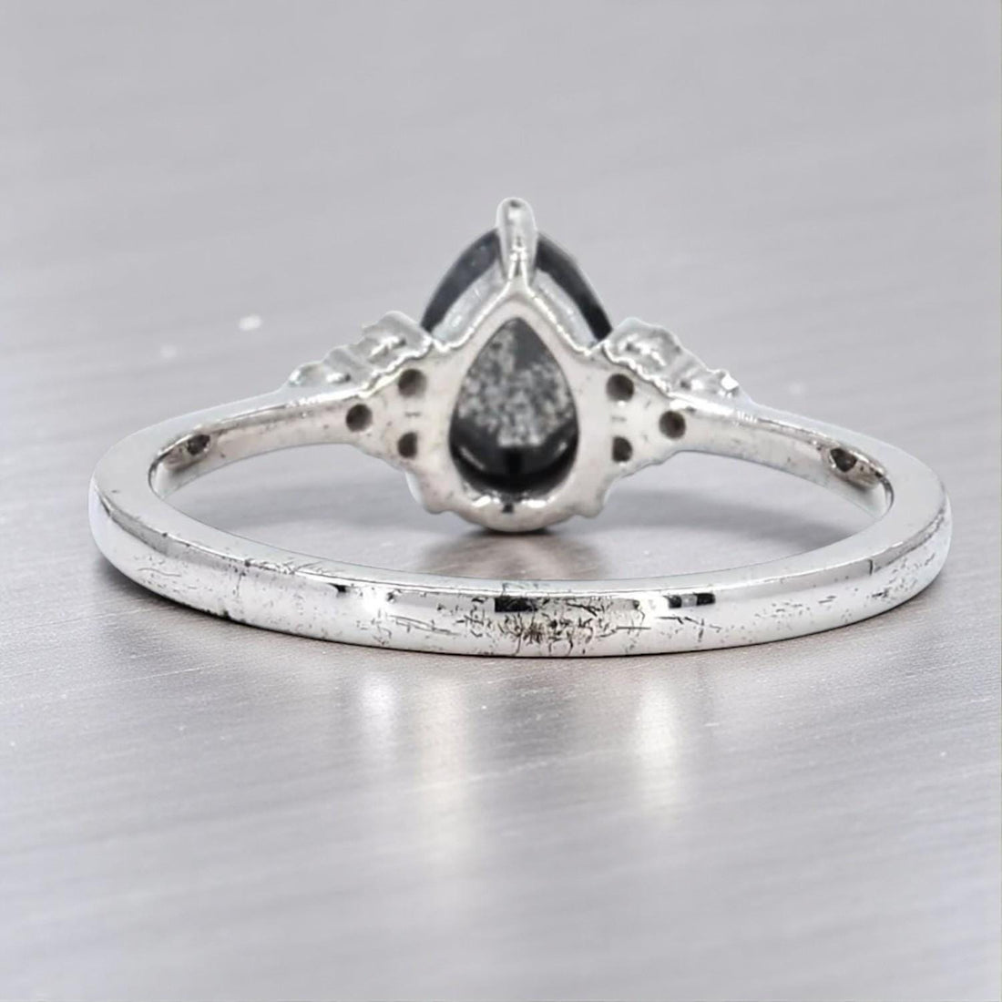 14K Rose Gold Pear Cut Salt And Pepper Diamond Pear Grey Diamond For Engagement Ring