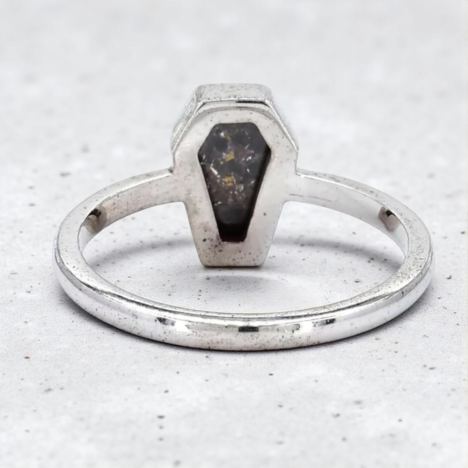 Grey Salt And Pepper 14K Rose Solid Gold Coffin Natural Diamond For Wedding Ring