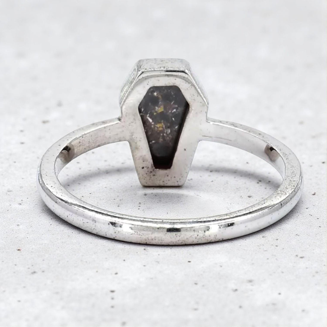 Grey Salt And Pepper 14K Rose Solid Gold Coffin Natural Diamond For Wedding Ring