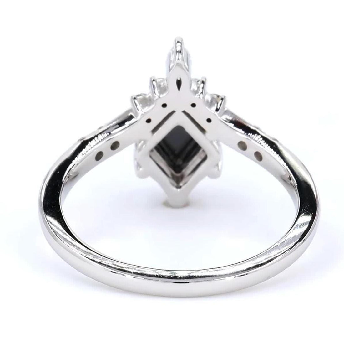 14K White Gold Grey Salt and Pepper Kite Cut Natural Diamond Vintage Anniversary Ring