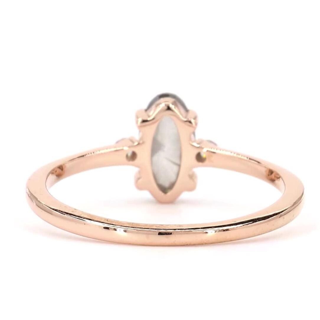 14K White Gold Oval Cut Grey Salt and Pepper Natural Diamond Anniversary Ring