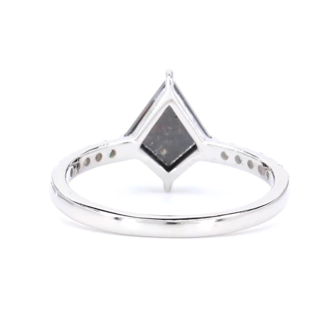 14K Rose Gold Kite Cut Grey Salt and Pepper Natural Diamond Wedding Ring