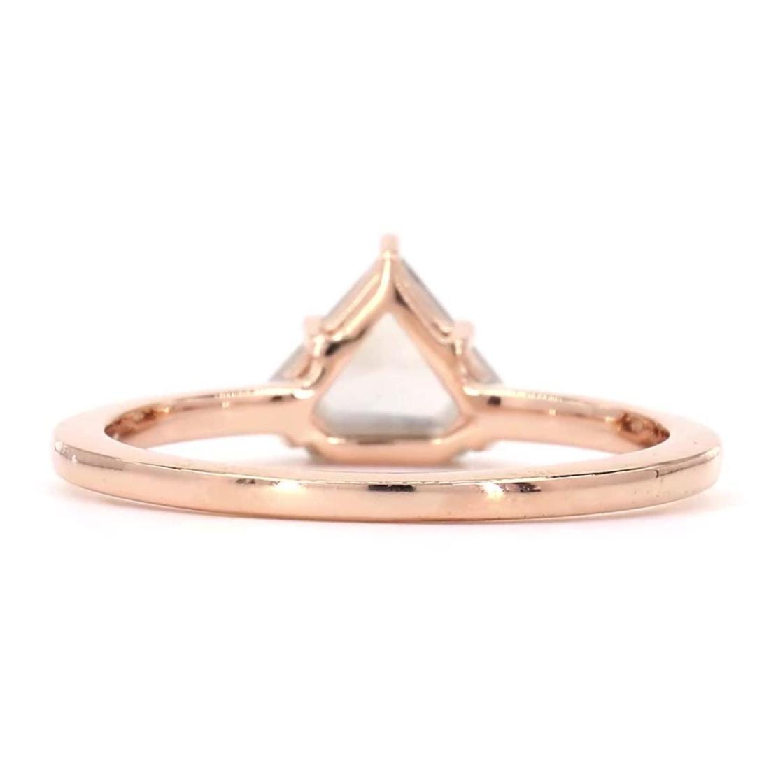 Triangle Salt and Pepper Diamond, Natural Grey Diamond 14K Rose Gold Rustic Wedding Ring