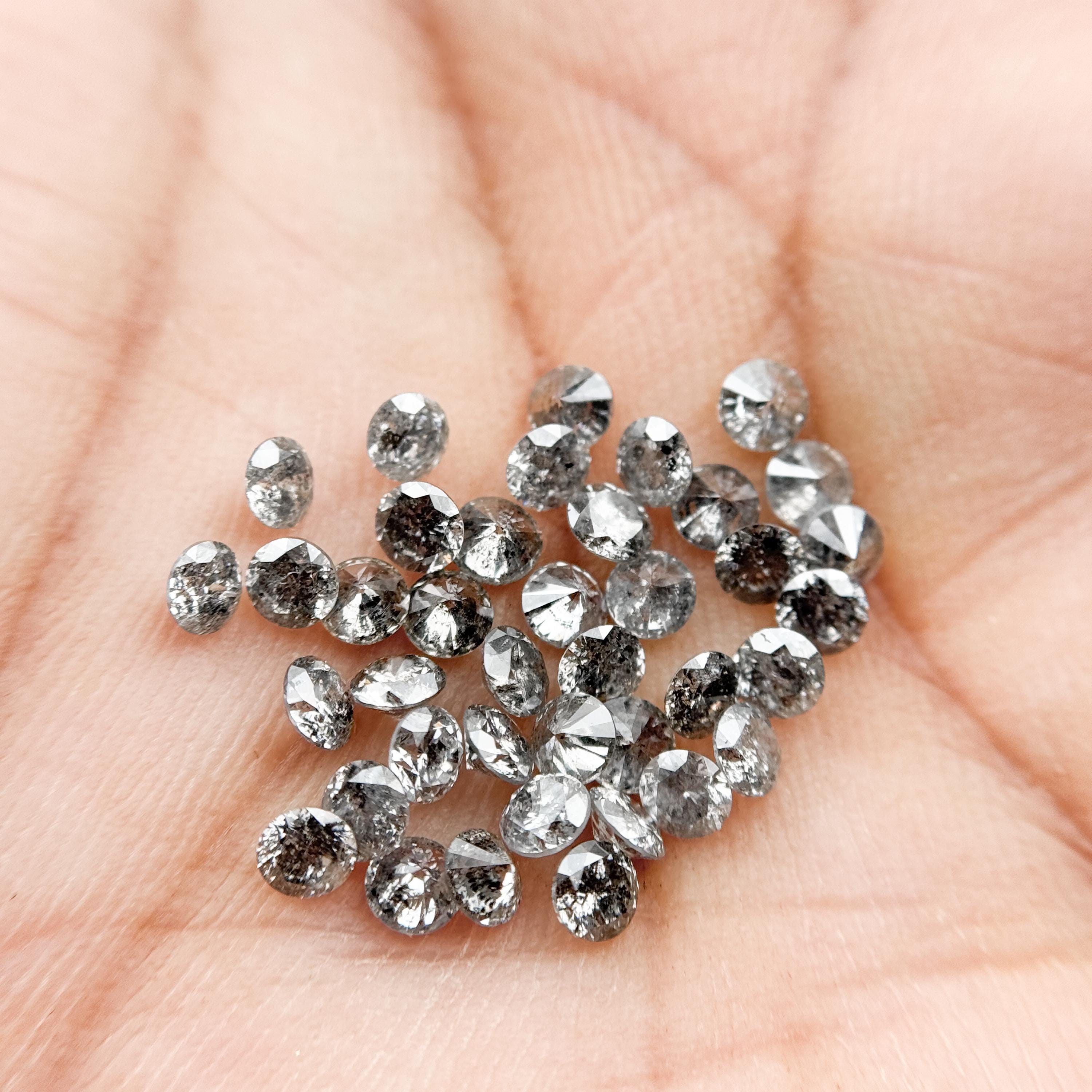 1.5 MM Round Brilliant Cut Grey Natural Galaxy Diamond