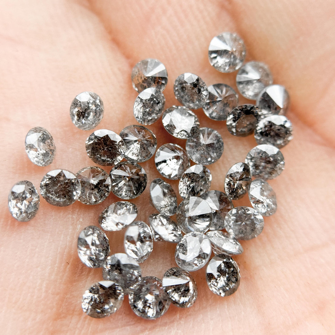 1.5 MM Round Brilliant Cut Grey Natural Galaxy Diamond