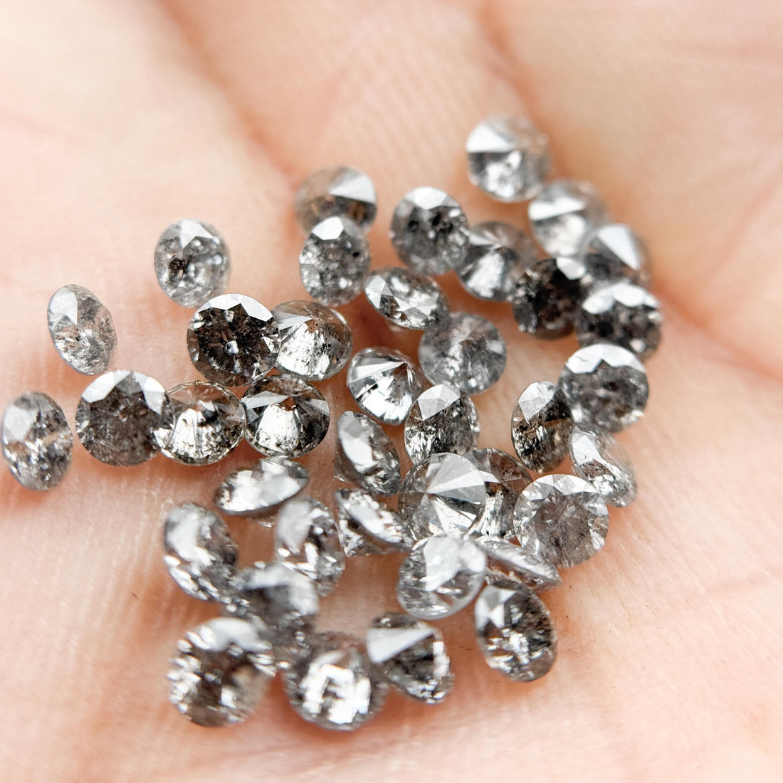 1.5 MM Round Brilliant Cut Grey Natural Galaxy Diamond