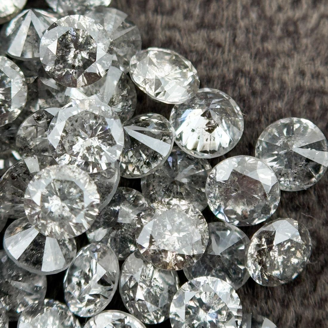 2.5 MM Round Brilliant Cut Grey Natural Salt and Pepper Diamond
