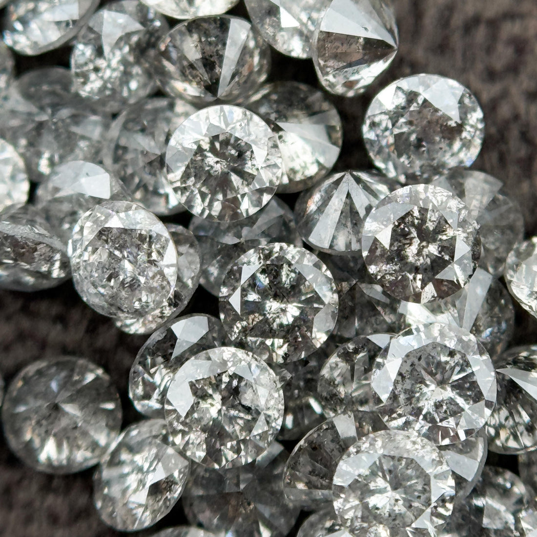 2.5 MM Round Brilliant Cut Grey Natural Salt and Pepper Diamond