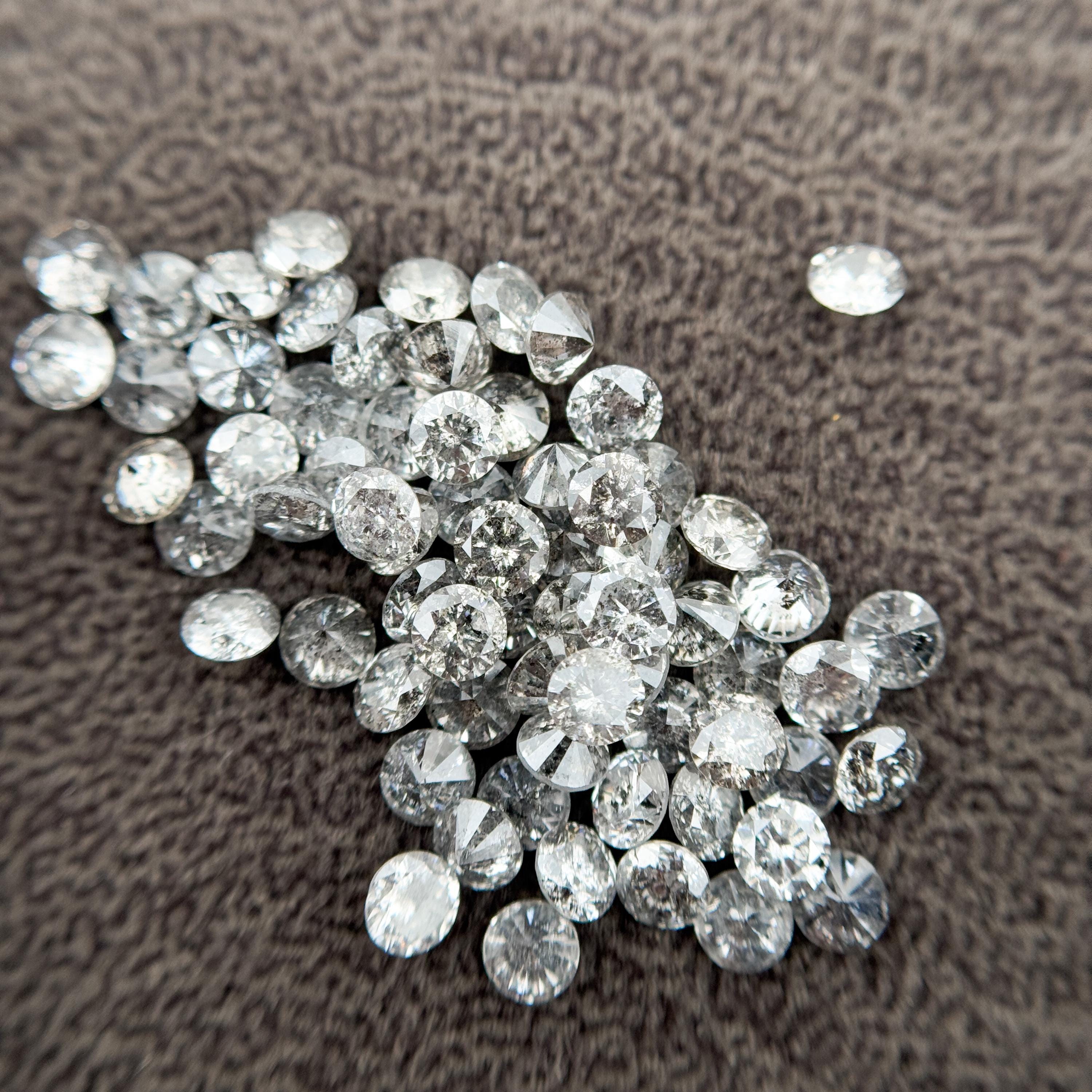2.5 MM Round Brilliant Cut Grey Natural Salt and Pepper Diamond